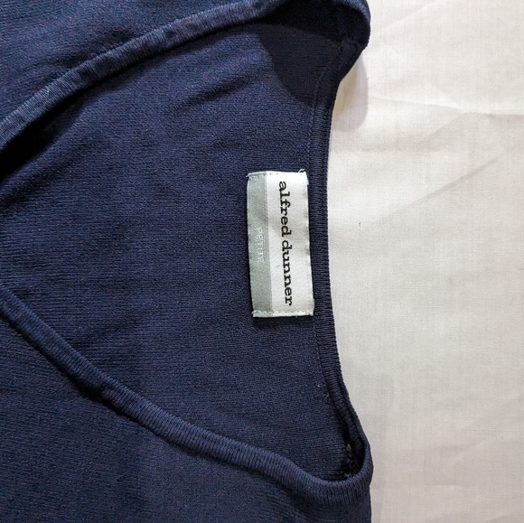 Alfred Dunner pull over knit cardigan sweater Navy women's petite - Picture 4 of 4